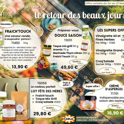 Offres Avril 2025 La Toque de Grand -Mère 
