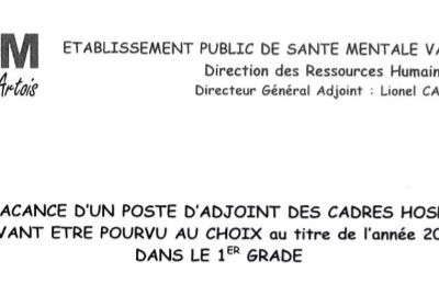 Poste ouvert : Adjoint des Cadres Hospitaliers