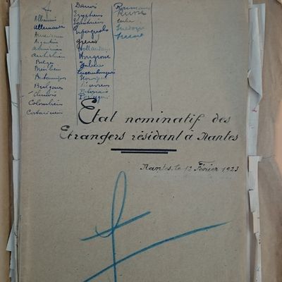 Etat nominatif des étrangers résidant à Nantes - 1923