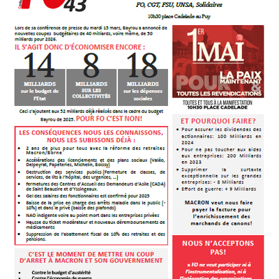 1er Mai 2025: "PAIN, PAIX, LIBERTE"