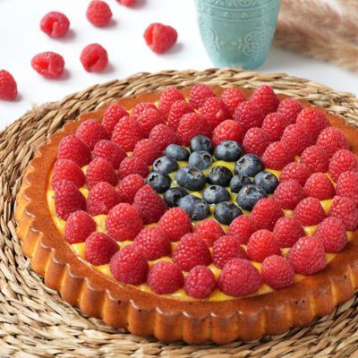Tarte lemon curd et framboises